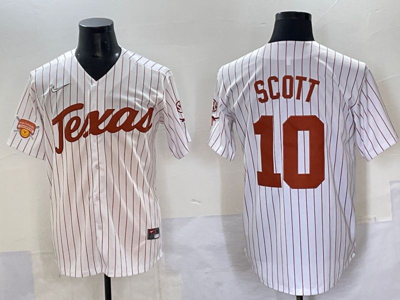Men Texas Longhorns #10 Scott White stripe Nike joint Name NCAA 2025 Jersey style 15->ncaa teams->NCAA Jersey